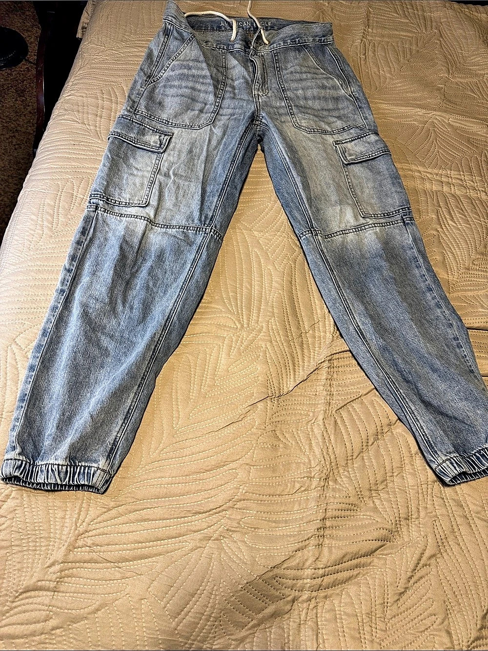 American Eagle Denim Cargo Jogger women’s  Cargo Jeans Blue Small Sz 6R
